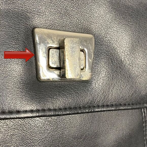 Faux Leather Shoulder Bag Womens Black Pockets Retro Pockets Minimalist Turnlock - Picture 9 of 11